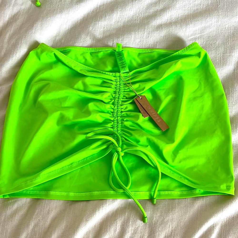 Skims Neon Green swim skirt